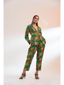 Gazab By Miku Kumar - Green The Tuileries Garden Paris Co-Ord (Set of 3)