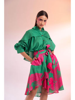 Gazab By Miku Kumar - Green Midnight In Paris Skirt with Shirt (Set of 2)