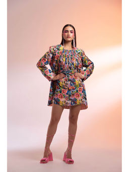 Gazab By Miku Kumar - Multi-Colour Paris Mini Dress with Blazer (Set of 2)