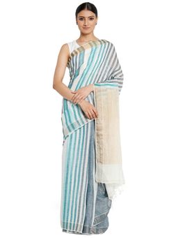 Fabindia - Linen Woven Sari (Blue)