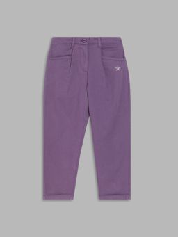 Elle Kids - Girls Solid Purple Trousers