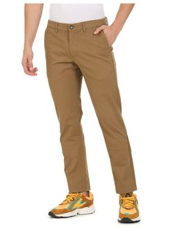 U.S. POLO ASSN. - Men Dark Khaki Denver Slim Fit Flat Front Casual Trousers