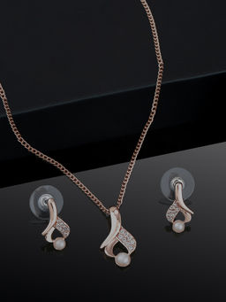 Estele - Rose Gold Plated CZ Elegant Designer Pendant Set for Women