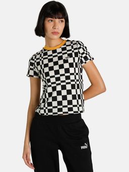 Puma - Downtown AOP Womens Black & White T-Shirt