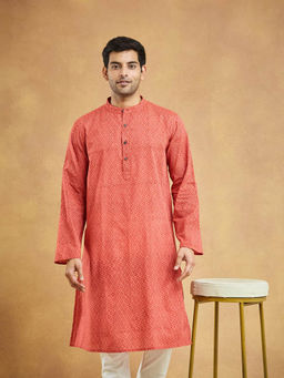 Fabindia - Red Cotton Printed Long Kurta