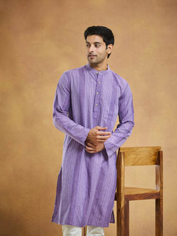 Fabindia - Purple Cotton Dobby Long Kurta