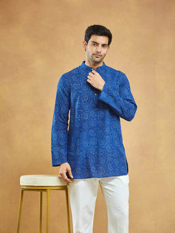 Fabindia - Blue Cotton Dabu Printed Short Kurta
