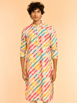 Diwas by Manyavar - Multi-Color White Cotton Kurta for Men