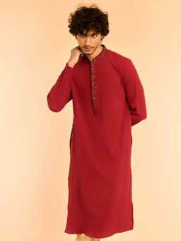 Diwas by Manyavar - Elegant Maroon Spandex Kurta for Men