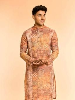 Diwas by Manyavar - Elegant Orange Cotton Kurta for Men