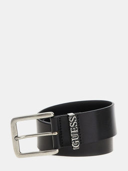 Guess - Men Black Solid Leather Belt
