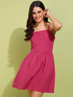 Dodo & Moa - Women Pink Solid Mini Dress