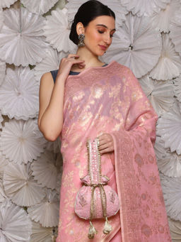 MasQ - Womens Mirror Work Pink Potli Bag