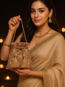 MasQ - Womens Embellished Mauve Potli Bag