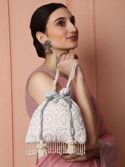 MasQ - Womens Embellished Blue Potli Bag