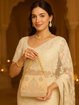 MasQ - Womens Embellished Beige Potli Bag