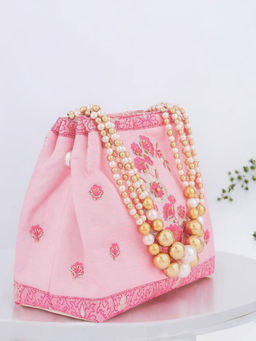 MasQ - Womens Embroidered Pink Potli Bag