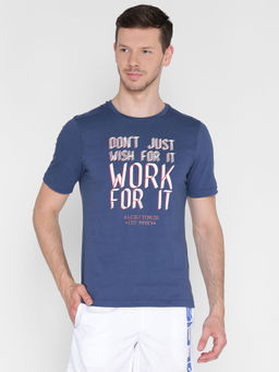 Alcis - Men Navy Blue Printed Round Neck T-shirt