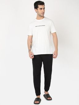 R&B - White Men Solid/Plain Half Sleeves Night Suit