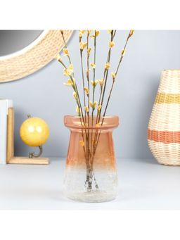 HomeTown - Phiona Glass Modern Ombre Effect Handcrafted Crack Vase Terracotta Colour