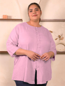 Indietoga Plus Size - Women's Purple Solid Cotton Tunic Top