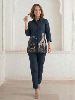 Autumnlane - Gaur Azure Embroidery Cotton Co-Ord Set