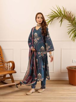 Autumnlane - Karen Aegean Cotton Kurta with Pant & Dupatta