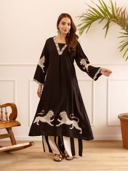 Autumnlane - Karen Charcoal Printed Kurta with Palazzo