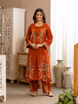 Autumnlane - Karen Flame Cotton Kurta with Palazzo