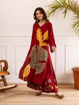 Autumnlane - Karen Garnet Printed Cotton Kurta with Palazzo