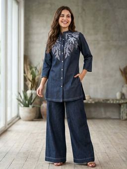 Autumnlane - Prisha Yale Embroidery Denim Co-Ord Set