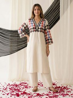 Autumnlane - Swades Porcelain Cotton Kurta with Palazzo