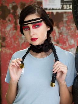 Odette - Leather Look Black Gathered Belt