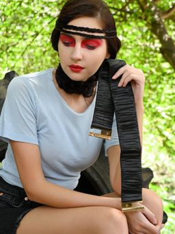 Odette - Black Stylish Pleated Belt