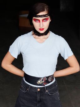 Odette - Black Printed Elegant Belt