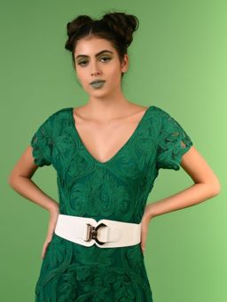 Odette - Pure White Broad Faux Leather Belt