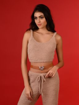 Odette - Tan Elastane & Faux Leather Belt