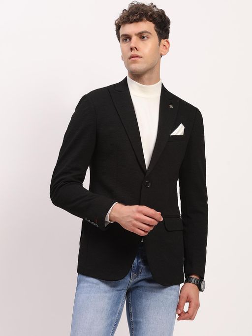 Global Republic Black Terrine Blend Textured Blazer