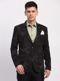 Global Republic - Black Polyester Blend Abstract Printed Blazer