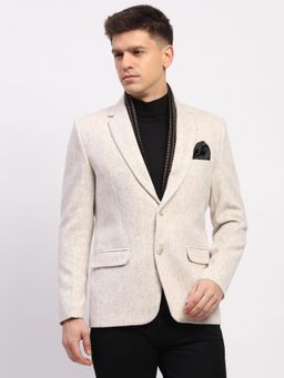 Global Republic - Cream Polyester Blend Melange Blazer