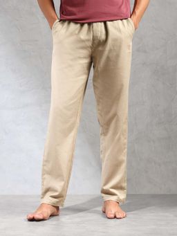 U.S. POLO ASSN. - Men Beige Relaxed Fit Cotton Linen Oelp8 Lounge Pant