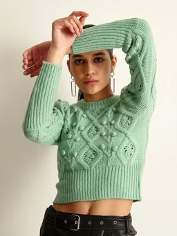 Cover Story - Mint Cable Knit Sweater