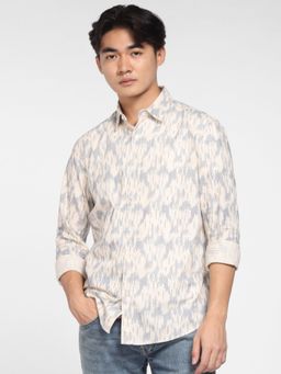 Jack & Jones - Beige Printed Full Sleeves Shirt