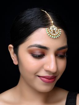 AG'S - Soniya Mint Green Pachi Kundan Mang Tikka