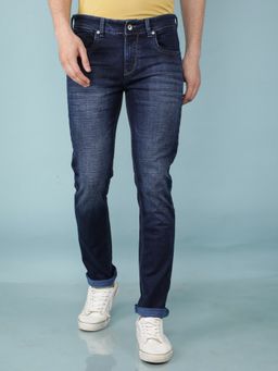 CRIMSOUNE CLUB - Men's Navy Blue Slim Fit Jeans