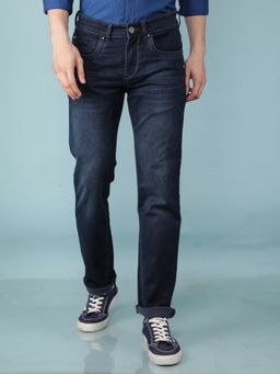 CRIMSOUNE CLUB - Men's Navy Blue Straight Jeans