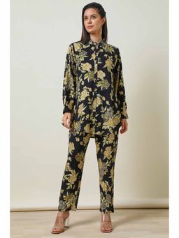 Soch - Women Floral Printed Black Regular Fit Co-Ord (Set of 2)