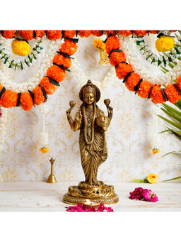 eCraftIndia - Goddess Laxmi Handcrafted Brass Idol