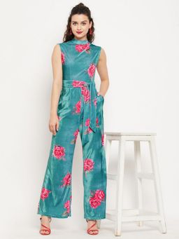 Uptownie - Stretchable Blue Jumpsuit with Belt