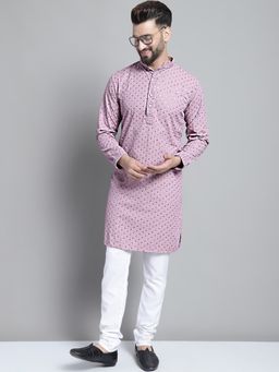 Jompers - Men Lavender Embroidered and Sequined Kurta with Pyjama